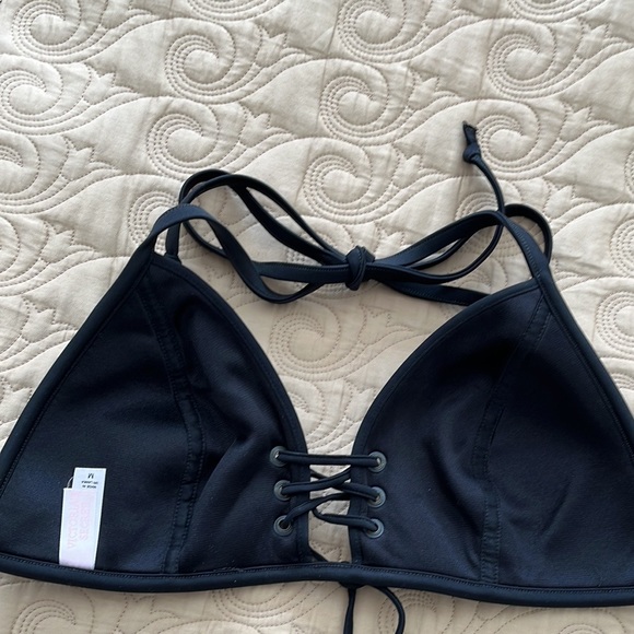 NWT Victoria’s Secret Swim Lace Up Triangle Bikini Top / BSexy / Black / Size M - Picture 8 of 14